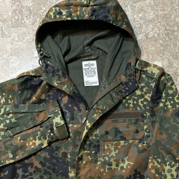 German Flecktarn Parka Mens 23.5x35 Military Full Length Snap Hooded Vintage - Picture 1 of 8